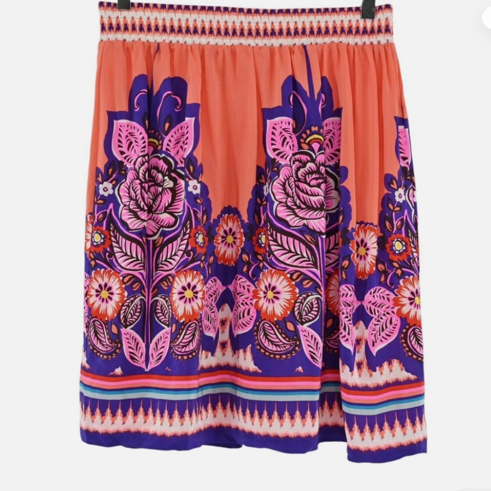 ANTHROPOLOGIE Skirt Womens Size 8 Edme & Esyllte Phosphorescence Silk Multicolor
